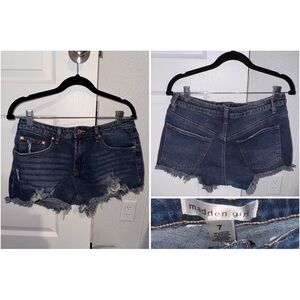 Madden Girl Dark Blue Frayed Jean Shorts